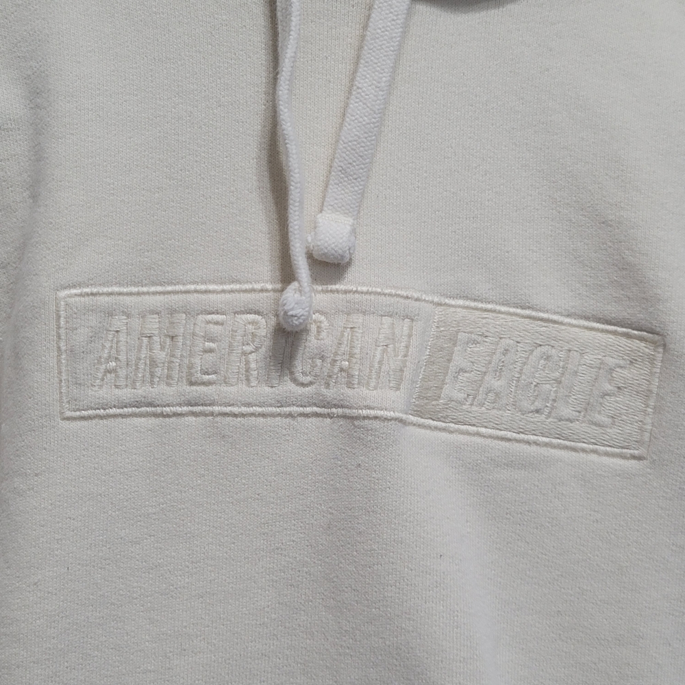 American Eagle Outfitters Cream Hoodie for Men Terrycloth Lining Sz Small - Picture 3 of 11